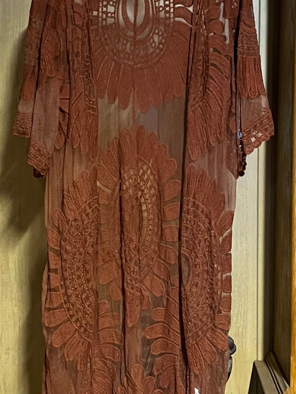 Rebellion Sheer Open Front Wrap in Rust Size Small